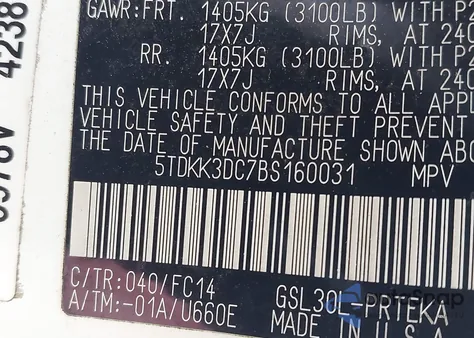 2011 Toyota Sienna Le V6 from USA, damaged, VIN 5TDKK3DC7BS160031